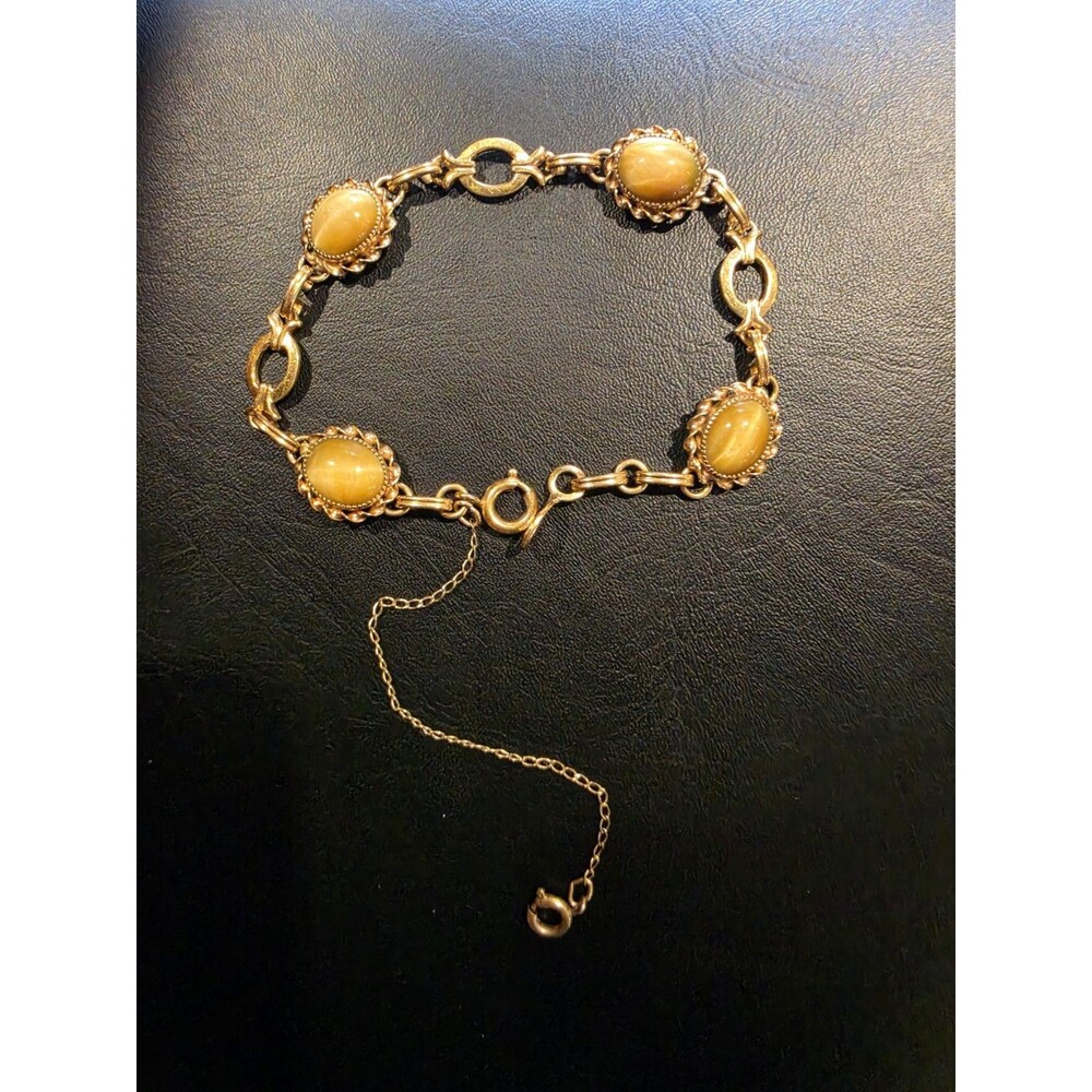 Vintage Curtis Creations Double Link 8 Scarab 7" Bracelet 12k GF